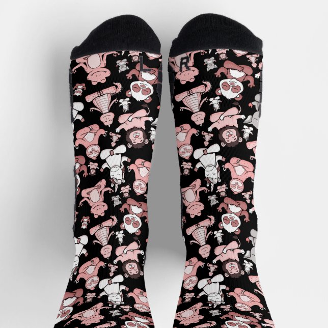 Chaussette Motif de postures de yoga | Motif sans couture de  (Haut)