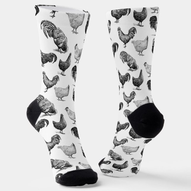 Chaussette Motif de poulet de la ferme Retro Country (Angulaire)