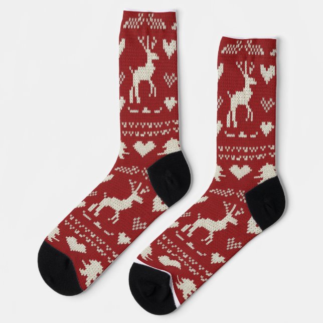Chaussette Motif de pull de Noël laid sans couture, tricoté  (Gauche)