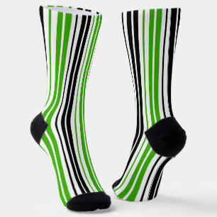 Chaussette Motif de rayures vert noir blanc
