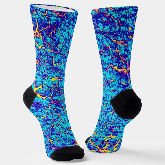Chaussette Motif de texture unique bleu et jaune (Angulaire)