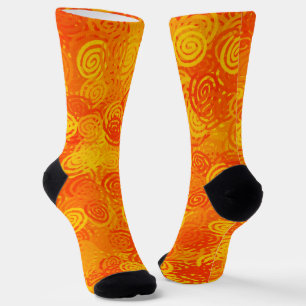 Chaussette Motif de tourbillons jaunes orange