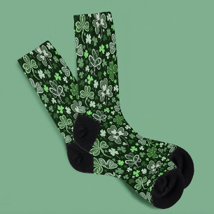 Chaussette Motif de trèfle celtique Cœurs irlandais verts