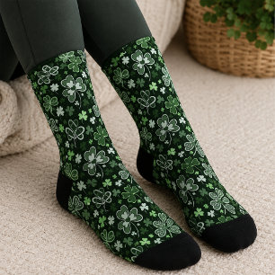 Chaussette Motif de trèfle celtique Cœurs irlandais verts