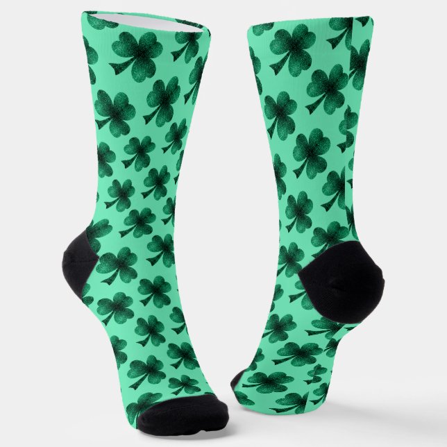 Chaussette Motif de trèfle shamrock vert émeraude (Angulaire)