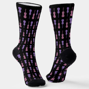 Chaussette Motif de violon - Lavande et rose