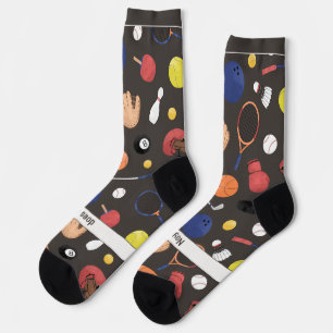 Chaussette Motif d'école de sport sur gris foncé