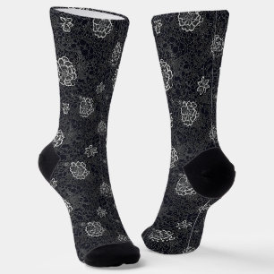 Chaussette Motif délicat Fleur de dentelle blanche