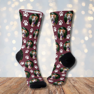 Chaussette Motif d'empreinte de patte de photo d'animal de co