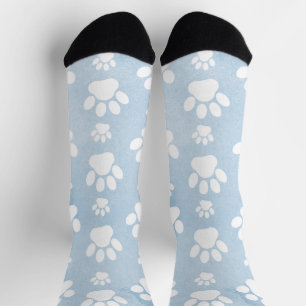 Chaussette Motif d'empreintes de pattes, Pattes blanches, Aqu