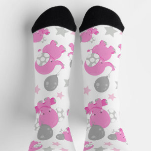 Chaussette Motif Des Eléphants Roses, Eléphants Mignons, Étoi