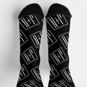 Chaussette Motif des initiales Mariages modernes   Noir & Bla