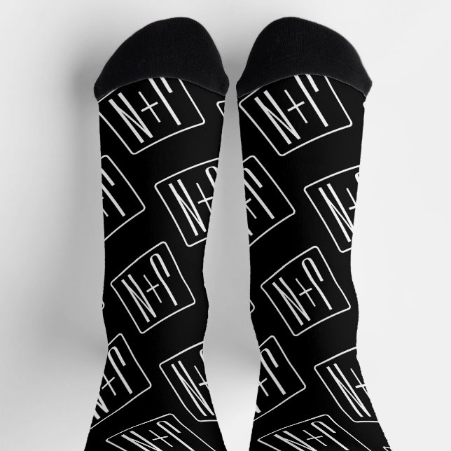 Chaussette Motif des initiales Mariages modernes | Noir & Bla (Haut)