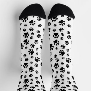 Chaussette Motif des pattes, pattes de chien, noir et blanc