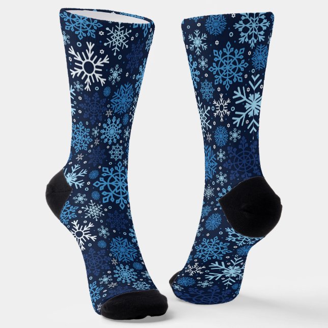 Chaussette Motif d'illustration du flocon de neige de Noël bl (Angulaire)