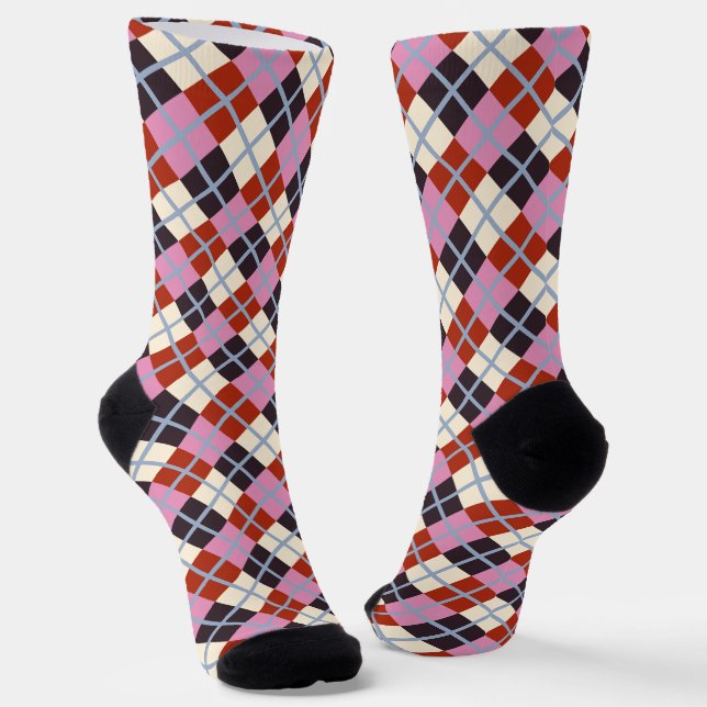 Chaussette Motif d'ivoire d'aubergine rose rouge (Angulaire)