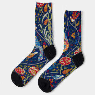 Chaussette Motif d'oiseau et de fleurs, William Morris
