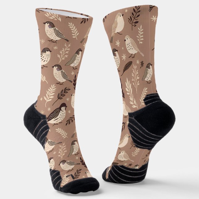 Chaussette Motif d'oiseaux lunaires (Angulaire)