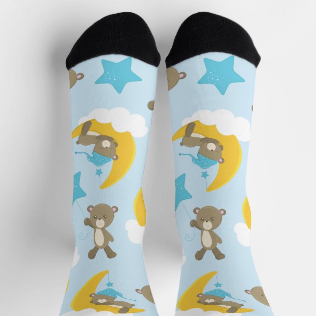 Chaussette Motif D'Ours, Mignonnes Ours, Nounours, Étoiles (Haut)
