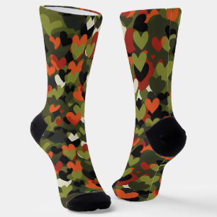Chaussette Motif du coeur rouge vert