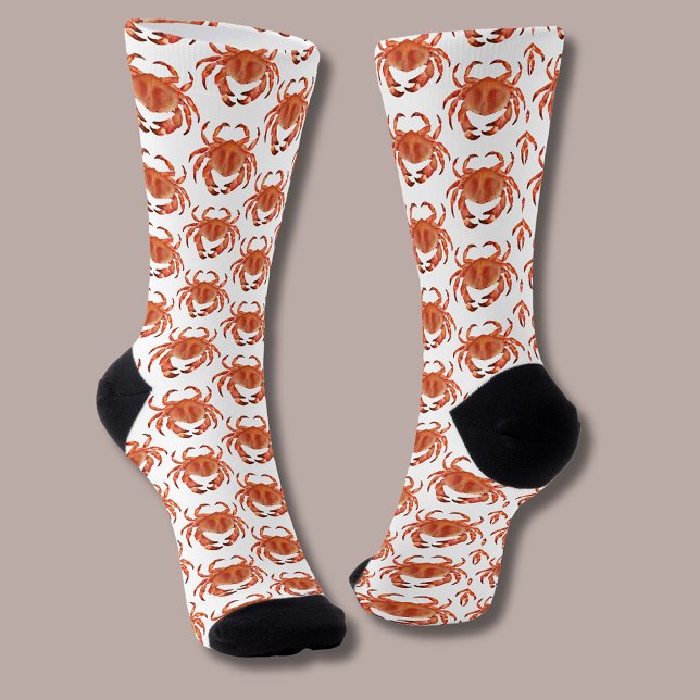 Chaussette Motif du crabe côtier (Brown crab coastal crustacean socks)