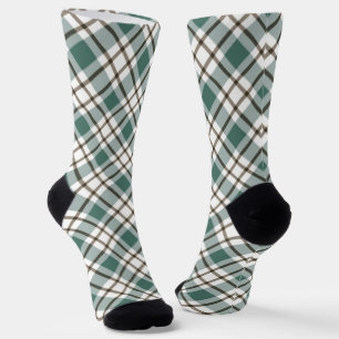 Chaussette motif écossais vert à damiers clair