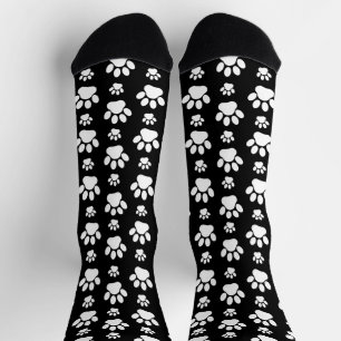 Chaussette Motif, Empreintes de pattes, pattes de chien, noir