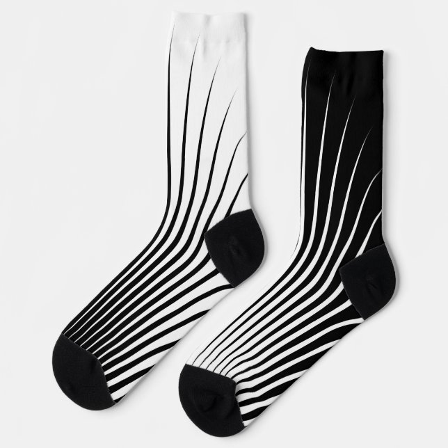 Chaussette Motif en bande blanche et noire très unique (Gauche)