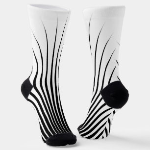 Chaussette Motif en bande blanche noire très unique