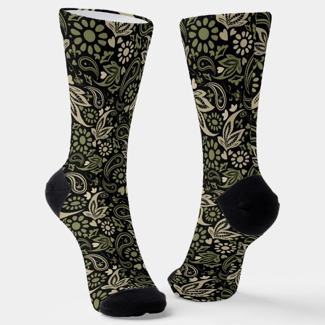 Chaussette Motif ethnique Scandi Boho Mariage noir (Angulaire)