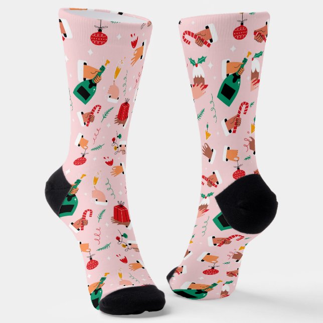 Chaussette Motif Festif des Mains de Vacances (Angulaire)