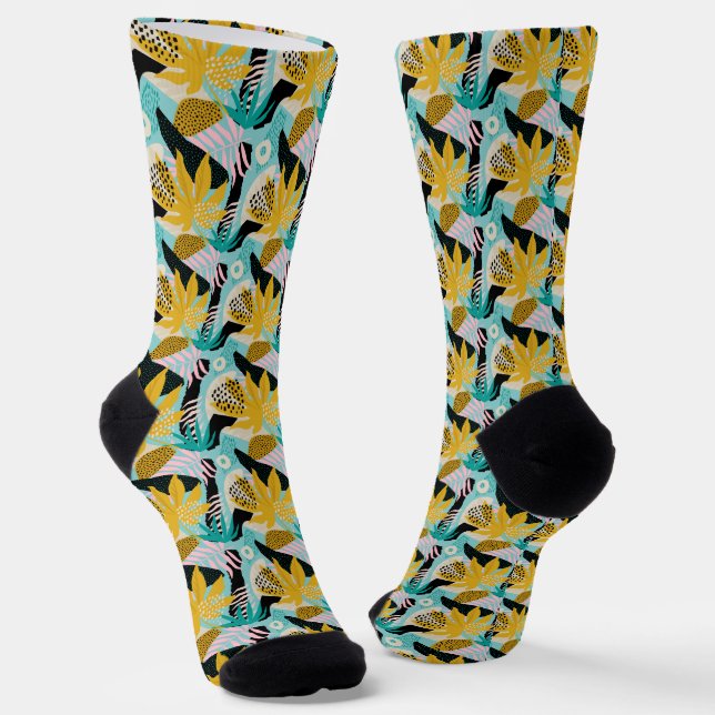 Chaussette Motif Feuille de la forêt tropicale tropicale (Angulaire)