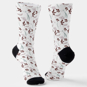 Chaussette Motif Feuille Doodle