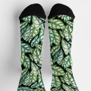 Chaussette Motif Feuille vert tropical
