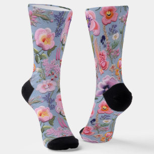 Chaussette Motif floral brodé