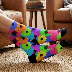 Chaussette Motif floral de marguerite psychédélique coloré