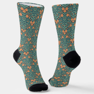 Chaussette Motif floral de style Art nouveau orange semblable