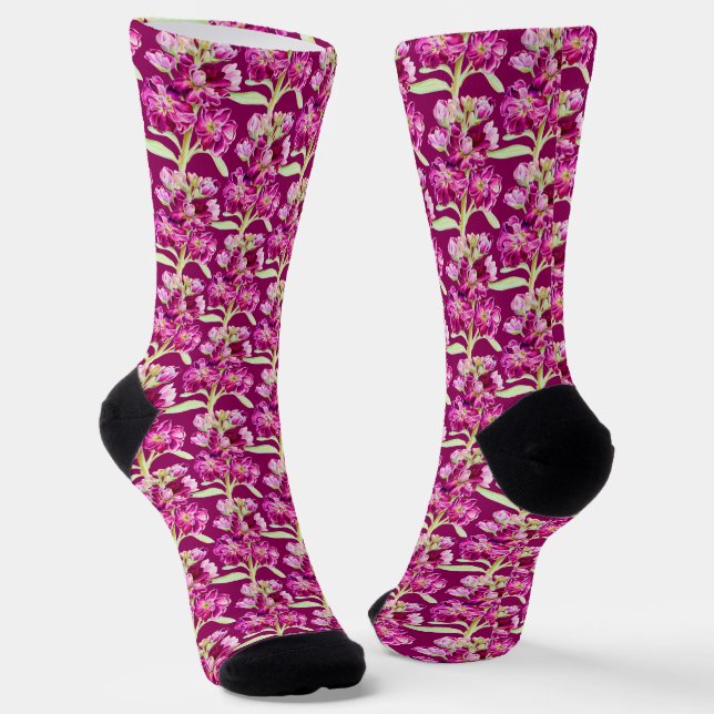 Chaussette Motif floral rose stock aquarelle (Angulaire)