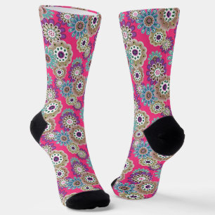Chaussette Motif floral rustique coloré rétro