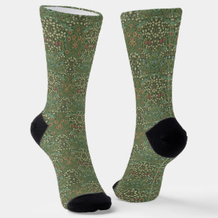 Chaussette Motif floral vert vintage Fleurs de Morris 