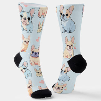 Chaussette Motif français mignon Bulldog Pastel