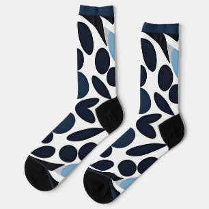Chaussette Motif géométrique abstrait bleu et blanc