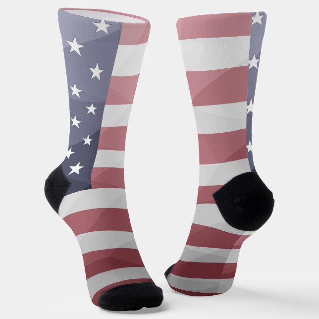 Chaussette MOTIF géométrique bleu rouge USA (Angulaire)
