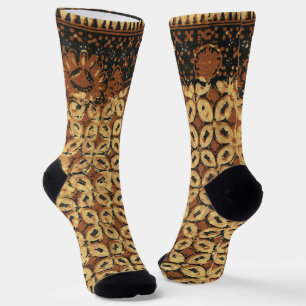 Chaussette Motif géométrique de batik de grain de café vintag