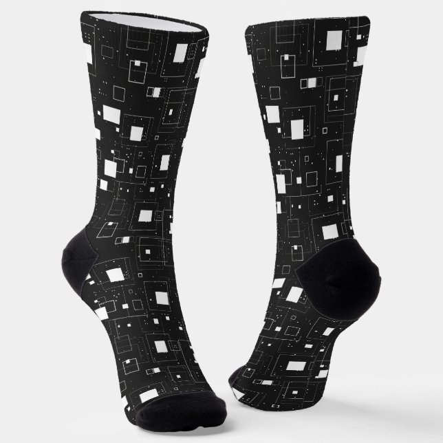 Chaussette Motif géométrique noir et blanc (Angulaire)