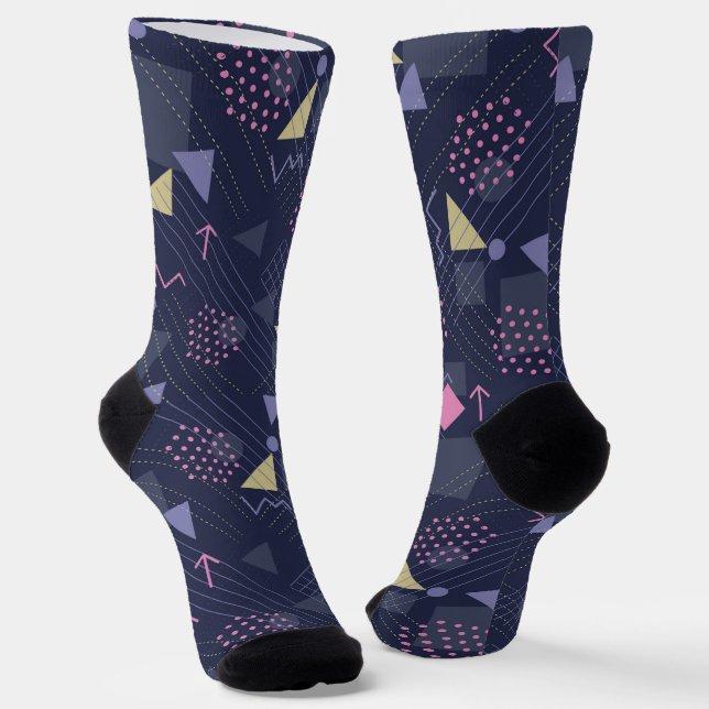 Chaussette motif géométrique rétro des années 90 (Angulaire)