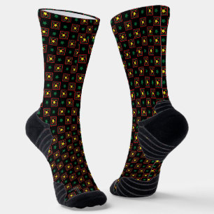 Chaussette Motif géométrique rouge vert noir afrocentré