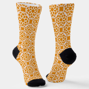 Chaussette Motif géométrique sans couture orange blanc