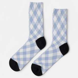 Chaussette Motif Gingham Bleu Clair Imprimé Carreaux Classiqu