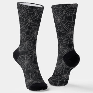 Chaussette Motif gothique à toile d'araignée noir et gris